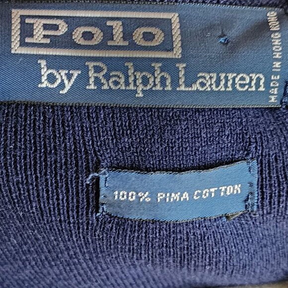 Polo Ralph Lauren Navy 100% Pima Cotton Knit V-Neck Sweater - Picture 4 of 5